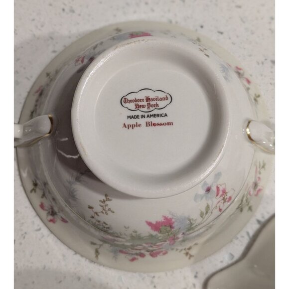 Vintage Theodore Haviland Apple Blossom Cream Sugar Set - Picture 5 of 16